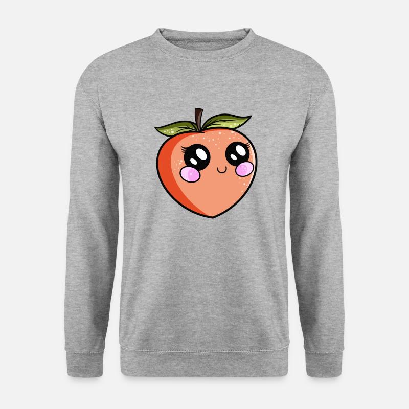 Kawaii Pfirsich - Unisex Pullover - Weißgrau meliert