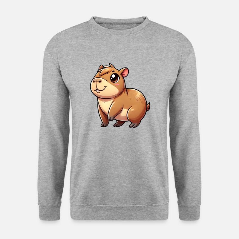 Wasserschwein mit großen Augen - Unisex Pullover - Weißgrau meliert