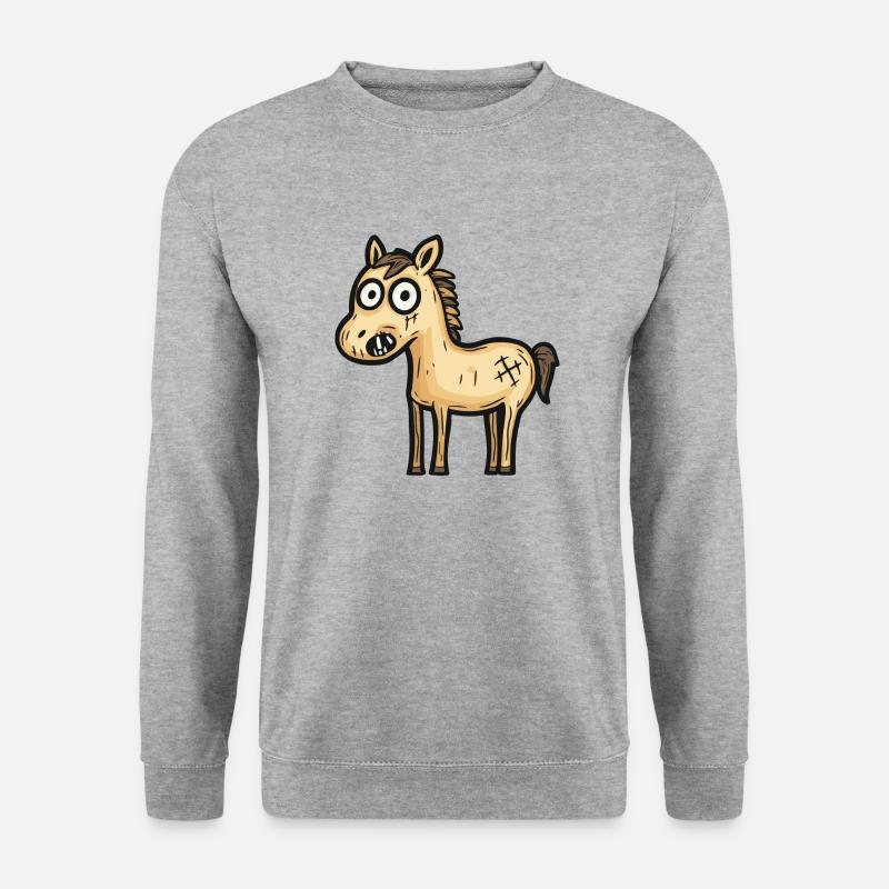 Pferd Halloween Comic Zombie - Unisex Pullover - Weißgrau meliert