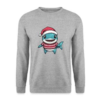 Shark Christmas - Unisex Sweatshirt - salt & pepper - Front - Alina (178cm) & Michal (187cm)