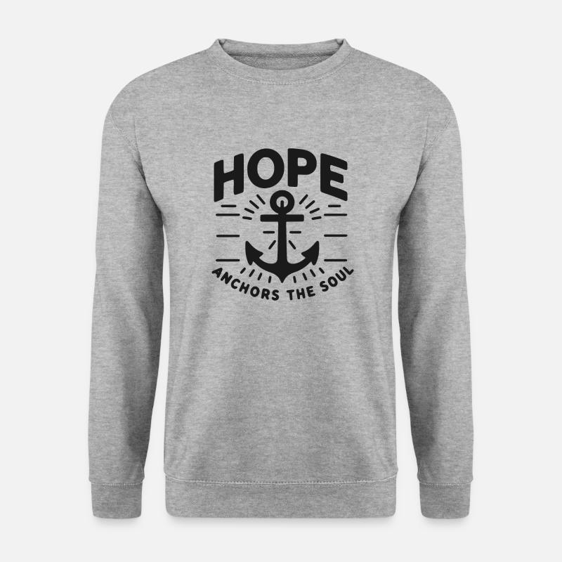 Hoffnung verankert die Seele - Unisex Pullover - Weißgrau meliert