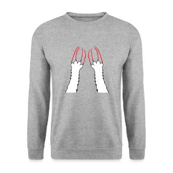 Chats, Griffes, Pattes, Pattes, Griffes, Griffures, Rayures - Sweat-shirt Unisexe - gris chiné - Devant - Alina (178cm) & Michal (187cm)