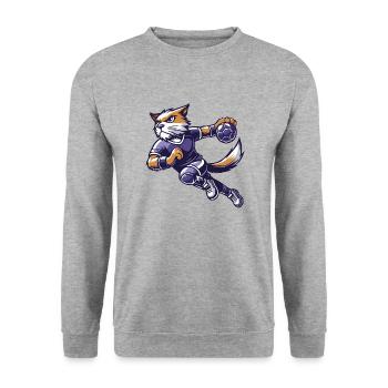Le chat handballeur - Sweat-shirt Unisexe - gris chiné - Devant - Alina (178cm) & Michal (187cm)