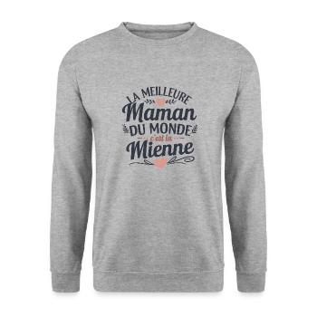 Pour la Meilleure Maman - Cadeau Touchant - Sweat-shirt Unisexe - gris chiné - Devant - Alina (178cm) & Michal (187cm)