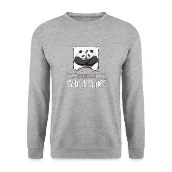 „Offizielles Schlafshirt“ - Unisex Pullover - Weißgrau meliert - Vorne - Alina (178cm) & Michal (187cm)