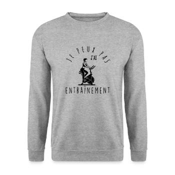 Ich kann nicht, ich habe Training. - Unisex Pullover - Weißgrau meliert - Vorne - Alina (178cm) & Michal (187cm)