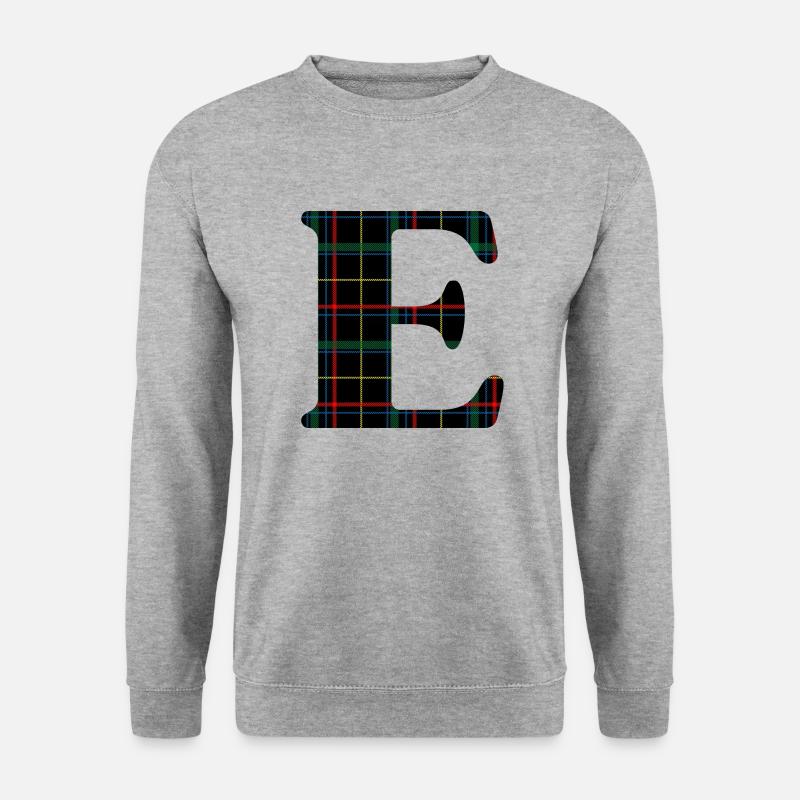 Monogramm und schottischer Tartan - Unisex Pullover - Weißgrau meliert