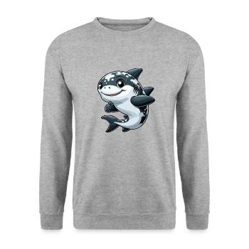 Happy shark - Unisex Sweatshirt - salt & pepper - Front - Alina (178cm) & Michal (187cm)