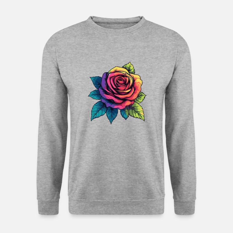 Rose Blume - Unisex Pullover - Weißgrau meliert