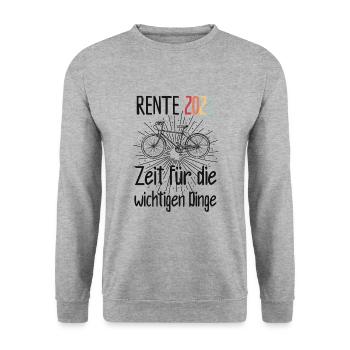 Zeit für wichtige Dinge Ruhestand Rente 2022 - Unisex Pullover - Weißgrau meliert - Vorne - Alina (178cm) & Michal (187cm)