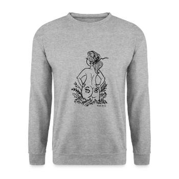 Les yeux dans le dos - Sweat-shirt Unisexe - gris chiné - Devant - Alina (178cm) & Michal (187cm)