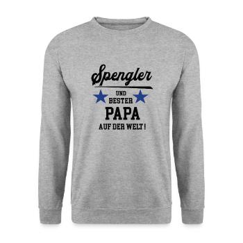 Bester Papa Spengler Spenglerei Klempner Vater - Unisex Pullover - Weißgrau meliert - Vorne - Alina (178cm) & Michal (187cm)