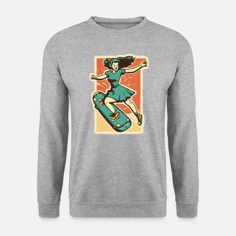 Skater-Mädchen - Unisex Pullover - Weißgrau meliert