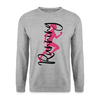 Running Race Woman Running Runner Sport Jogger - Unisex Sweatshirt - salt & pepper - Front - Alina (178cm) & Michal (187cm)