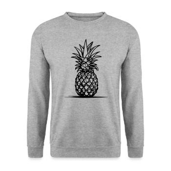 Ananas Umriss – Minimalistisches Frucht Design - Unisex Pullover - Weißgrau meliert - Vorne - Alina (178cm) & Michal (187cm)