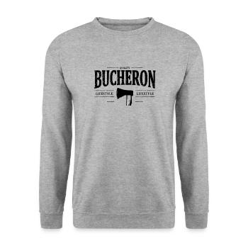 Bûcheron - Sweat-shirt Unisexe - gris chiné - Devant - Alina (178cm) & Michal (187cm)