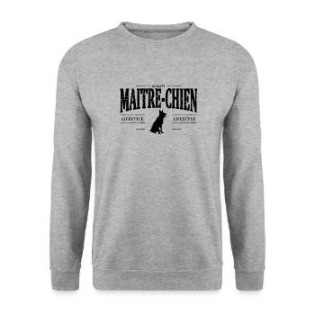Maître Chien - Sweat-shirt Unisexe - gris chiné - Devant - Alina (178cm) & Michal (187cm)