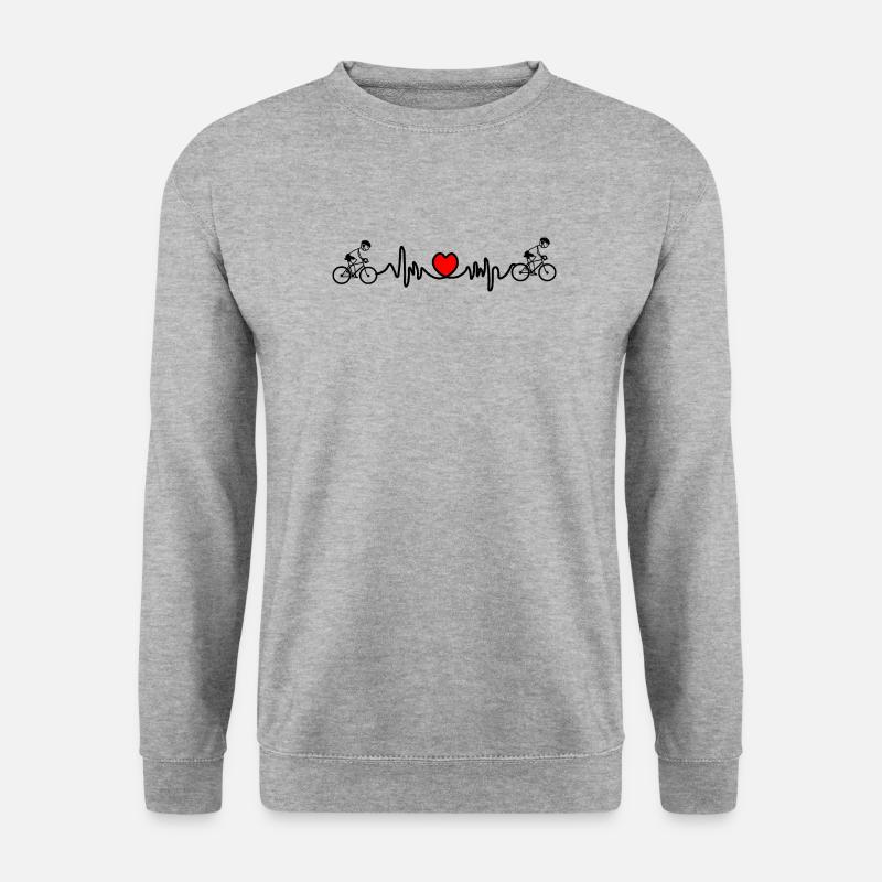 Radfahrer mit Herzkardiogramm - Unisex Pullover - Weißgrau meliert