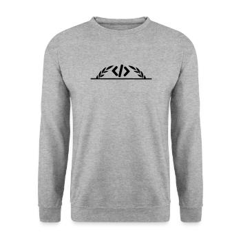 Code logo in half laurel wreath - Unisex Sweatshirt - salt & pepper - Front - Alina (178cm) & Michal (187cm)