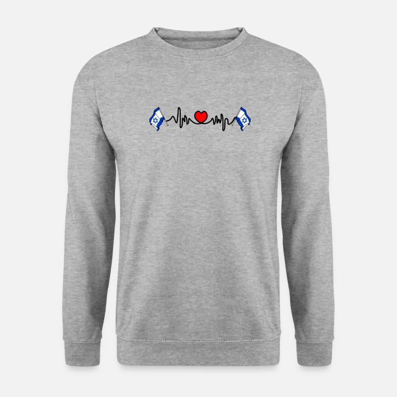 Herzfrequenz-Cardio für Israel - Unisex Pullover - Weißgrau meliert