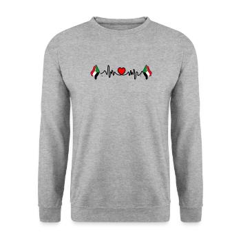 Heart rate cardio flag Sudan - Unisex Sweatshirt - salt & pepper - Front - Alina (178cm) & Michal (187cm)