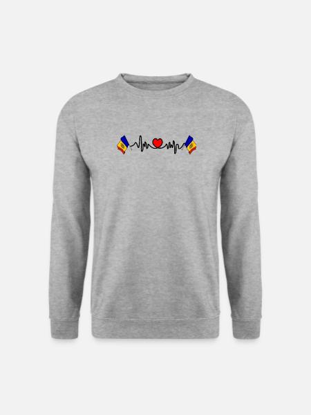 Herzfrequenz-Cardio für Moldawien - Unisex Pullover - Weißgrau meliert