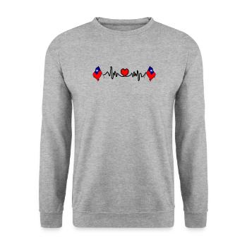 Herzfrequenz-Cardio für Taiwan - Unisex Pullover - Weißgrau meliert - Vorne - Alina (178cm) & Michal (187cm)