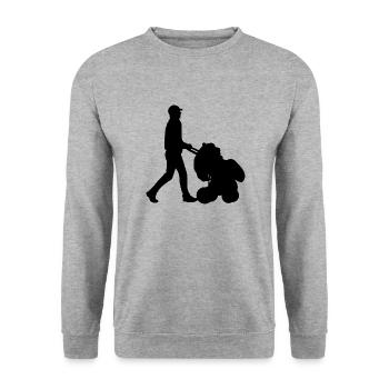 Father Baby Stroller - Unisex Sweatshirt - salt & pepper - Front - Alina (178cm) & Michal (187cm)