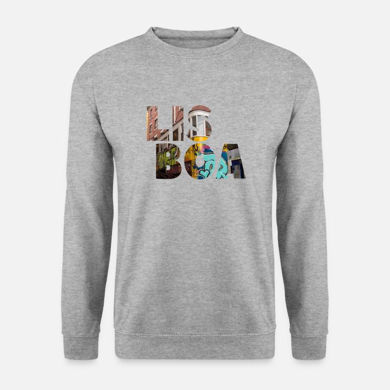 Lisboa electrico -Lissabon Straßenbahn Lisbon tram - Unisex Pullover - Weißgrau meliert