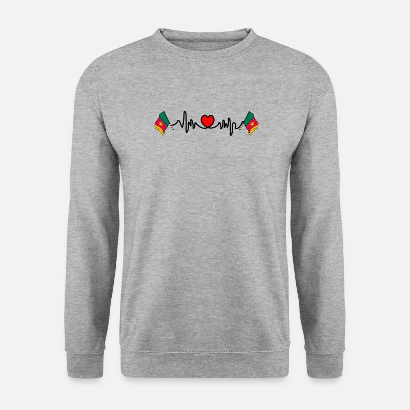 Herzfrequenz-Cardio für Kamerun - Unisex Pullover - Weißgrau meliert