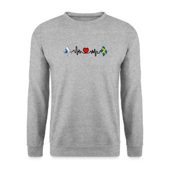 Schweden & Värmland im Herzen - Unisex Pullover - Weißgrau meliert - Vorne - Alina (178cm) & Michal (187cm)