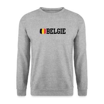 Pinselstrich Belgische Flagge - Unisex Pullover - Weißgrau meliert - Vorne - Alina (178cm) & Michal (187cm)