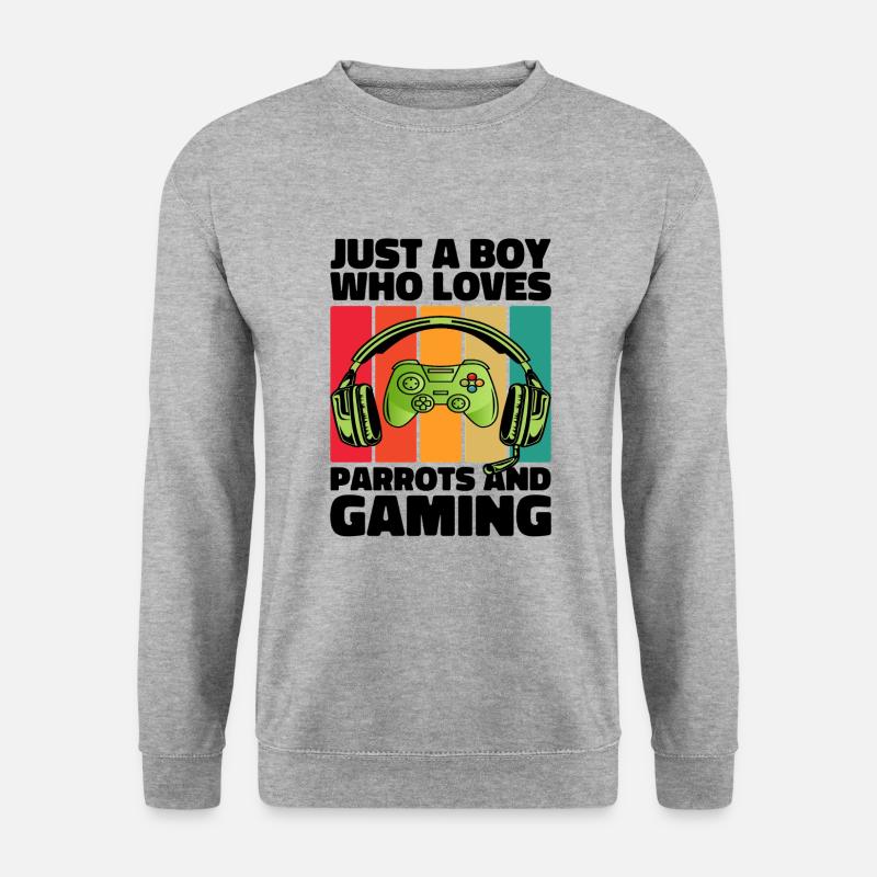 Gamer & Parrots: Videospiele & bunte Abenteuer - Unisex Pullover - Weißgrau meliert