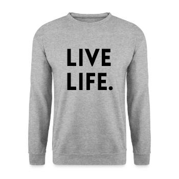 LIVE LIFE - Unisex Pullover - Weißgrau meliert - Vorne - Alina (178cm) & Michal (187cm)