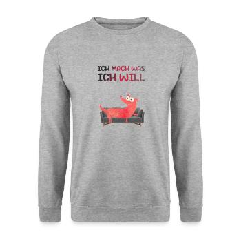 ich mach was ich will - Unisex Pullover - Weißgrau meliert - Vorne - Alina (178cm) & Michal (187cm)