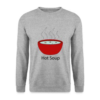 heiße Suppe - Unisex Pullover - Weißgrau meliert - Vorne - Alina (178cm) & Michal (187cm)