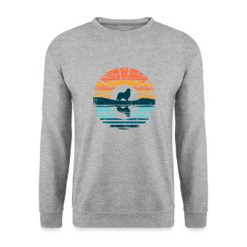 Chien de berger Shetland Vintage coucher de soleil - Sweat-shirt Unisexe - gris chiné - Devant - Alina (178cm) & Michal (187cm)