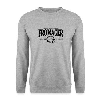 Fromager - Sweat-shirt Unisexe - gris chiné - Devant - Alina (178cm) & Michal (187cm)