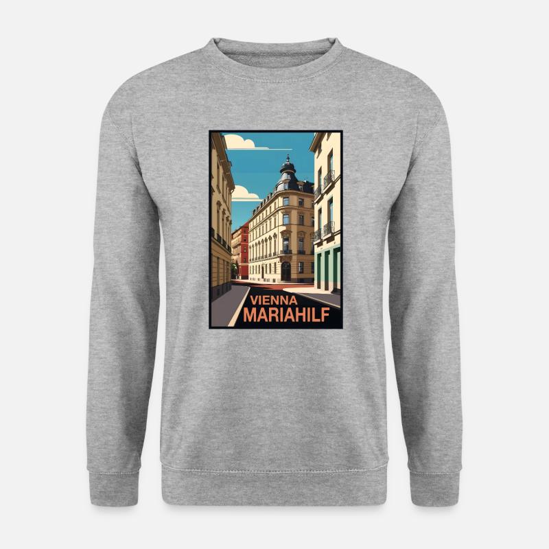 Mariahilf Wien Altstadt - Unisex Pullover - Weißgrau meliert