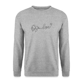 Love - Unisex Pullover - Weißgrau meliert - Vorne - Alina (178cm) & Michal (187cm)