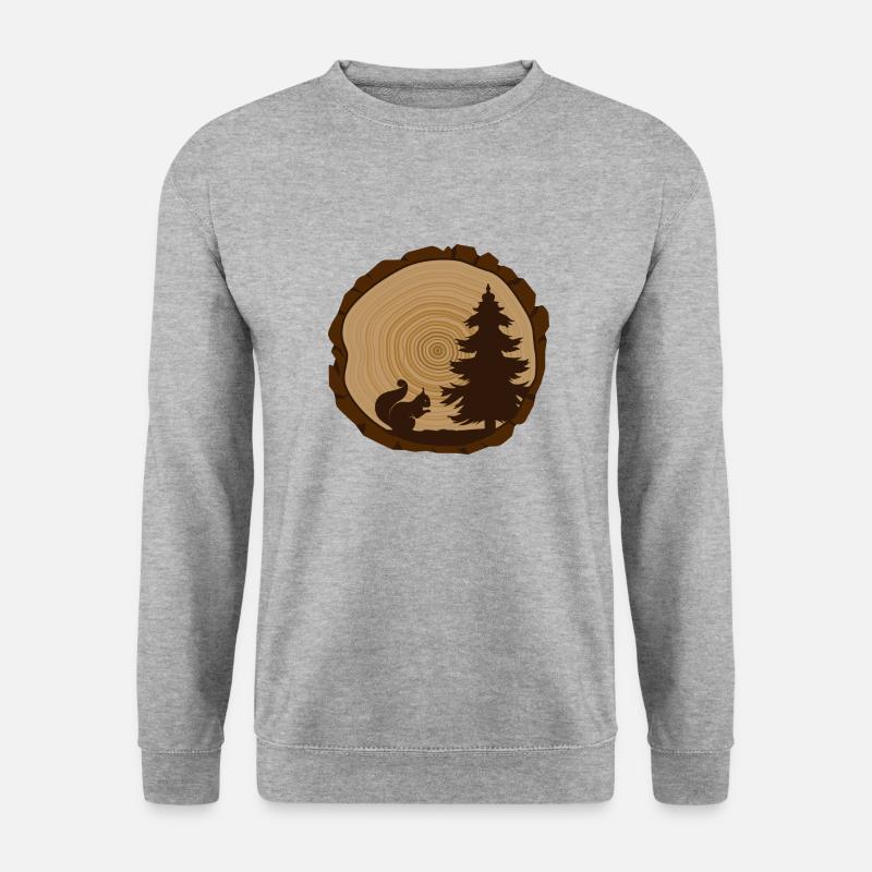 Shinrin Yoku Waldmeditation Eichhörnchen im Wald - Unisex Pullover - Weißgrau meliert
