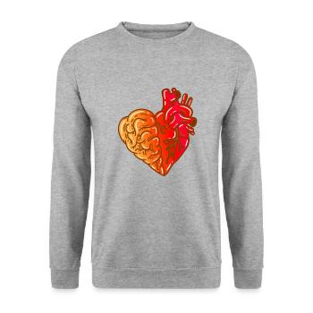 Heart Brain - Unisex Sweatshirt - salt & pepper - Front - Alina (178cm) & Michal (187cm)