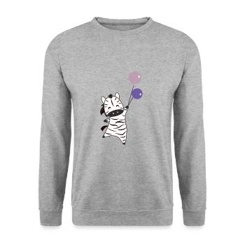 Le ballon zèbre fait voler des animaux amusants pour les enfants - Sweat-shirt Unisexe - gris chiné - Devant - Alina (178cm) & Michal (187cm)
