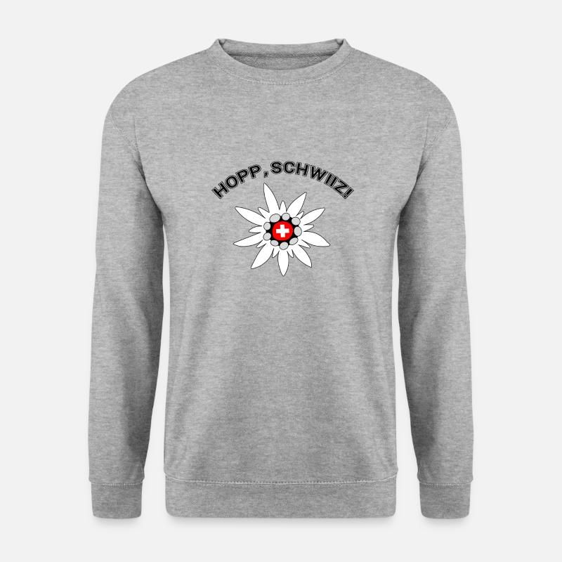 Schweiz Edelweiss Schweizer Flagge Hopp Schwiiz - Unisex Pullover - Weißgrau meliert