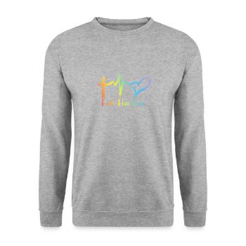 Faith Hope Love Motivation Lebensmoto Sort - Sweat-shirt Unisexe - gris chiné - Devant - Alina (178cm) & Michal (187cm)