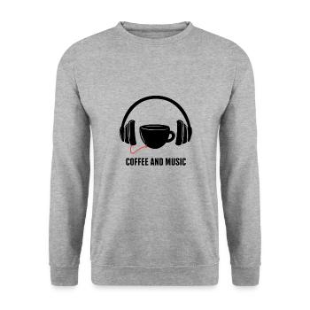 Coffee & Music Headphones Coffee lovers - Unisex Pullover - Weißgrau meliert - Vorne - Alina (178cm) & Michal (187cm)