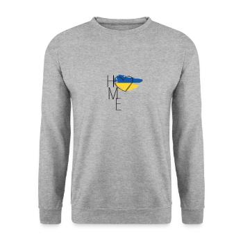 Home Ukrainian word Ukrainian flag heart - Unisex Sweatshirt - salt & pepper - Front - Alina (178cm) & Michal (187cm)