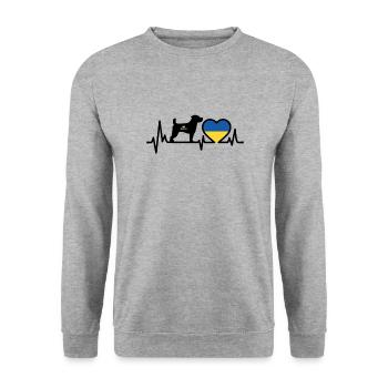 Ukrainian Dog Patron Pulse Ukrainian - Unisex Sweatshirt - salt & pepper - Front - Alina (178cm) & Michal (187cm)