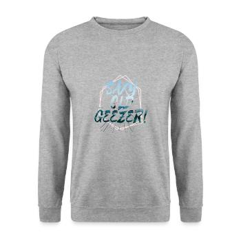 Sächsisches Altersgeschenk für ältere Männer - Unisex Pullover - Weißgrau meliert - Vorne - Alina (178cm) & Michal (187cm)