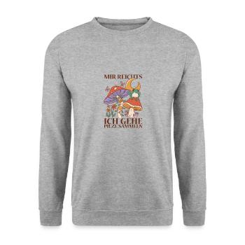 Mir reichts Champignons Ranger Pilzsucher Frosch - Unisex Pullover - Weißgrau meliert - Vorne - Alina (178cm) & Michal (187cm)